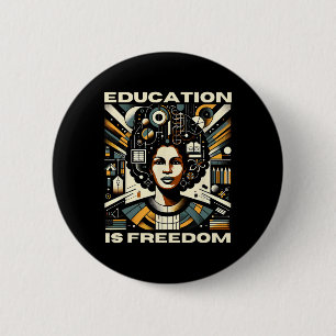 Bildung ist Freiheit Schwarze Lehrer Bücher schwar Button