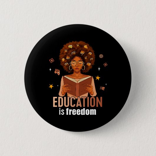 Bildung Ist Freiheit Schwarze Lehrer Bücher Schwar Button (Vorderseite)