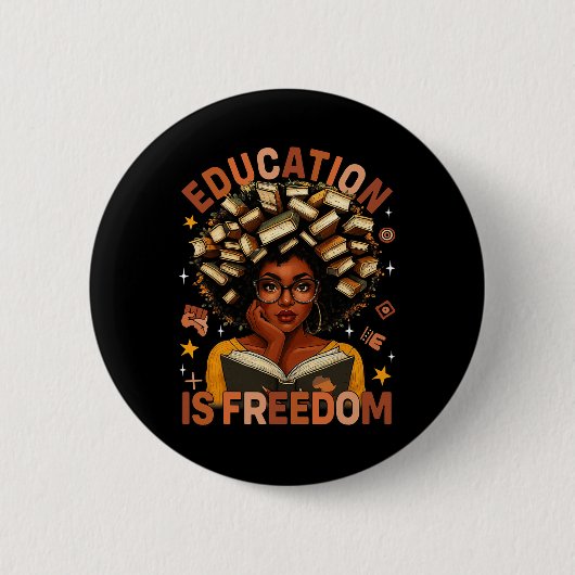 Bildung Ist Freiheit Schwarze Lehrer Bücher Schwar Button (Vorderseite)