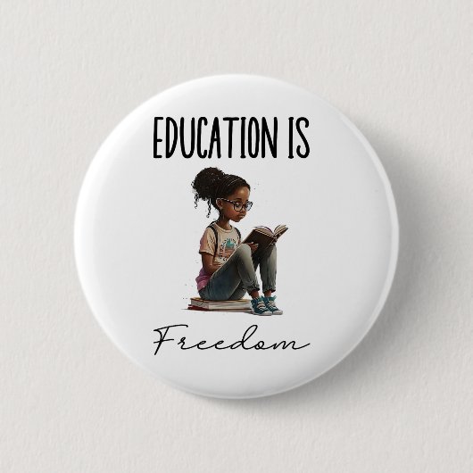 Bildung ist Freiheit Schwarze Lehrer Bücher Schwar Button (Vorderseite)