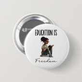Bildung ist Freiheit Schwarze Lehrer Bücher Schwar Button (Vorne & Hinten)