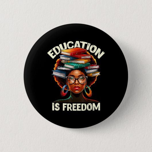 Bildung ist Freiheit Schwarze Lehrer Bücher Schwar Button (Vorderseite)