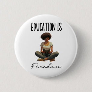 Bildung ist Freiheit Schwarze Lehrer Bücher Schwar Button