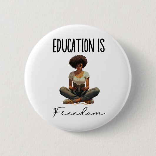 Bildung ist Freiheit Schwarze Lehrer Bücher Schwar Button (Vorderseite)