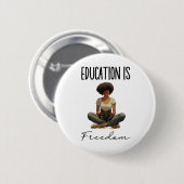 Bildung ist Freiheit Schwarze Lehrer Bücher Schwar Button (Vorne & Hinten)