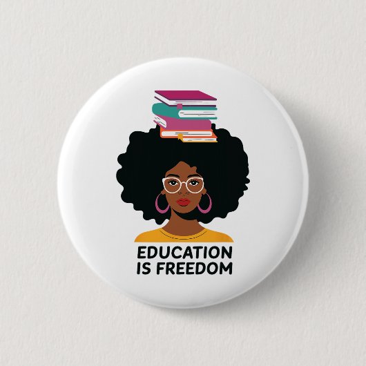 Bildung ist Freiheit Schwarze Lehrer Bücher Schwar Button (Vorderseite)