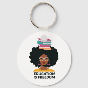 Bildung ist Freiheit Schwarze Lehrer Bücher Schwar Schlüsselanhänger