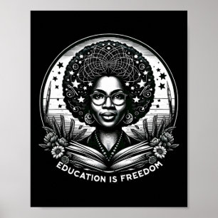 Bildung ist Freiheit Schwarze Lehrerbücher Schwarz Poster