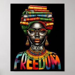 Bildung ist Freiheit Schwarze Mädchen Bücher Schwa Poster