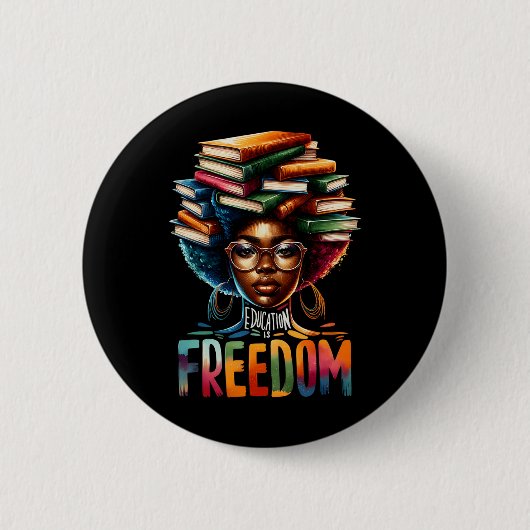 Bildung ist Freiheit Schwarzer Lehrer Bücher Schwa Button (Vorderseite)