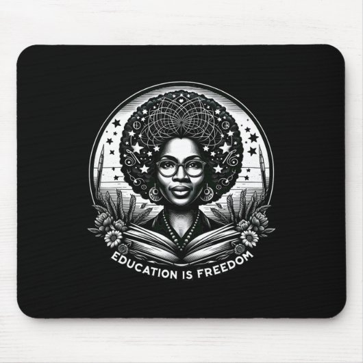 Bildung ist Freiheit Schwarzer Lehrer Bücher Schwa Mousepad (Vorne)