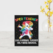Bildung-Lehrer, der Unicorn auf Karte (Gelbe Blume)