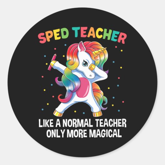 Bildung-Lehrer, der Unicorn auf Runder Aufkleber (Vorderseite)