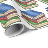 Bildung "Library Book Stack Teacher" Lesen Geschenkpapier (Rolleneckpunkt)
