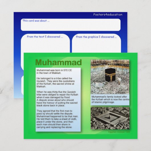 Bildung, Religion, Islam, Mohammed Postkarte (Vorne/Hinten)