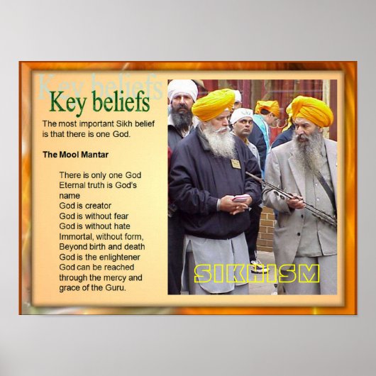 Bildung, Religion, Sikhismus Schlüsselglauben Poster (Vorne)