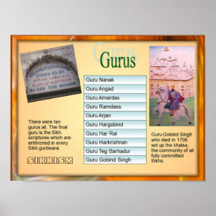 Bildung, Religion, Sikhismus "Zehn Gurus" Poster