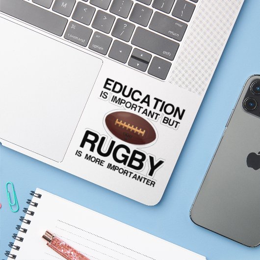 Bildung und Rugby Aufkleber (Laptop mit iPhone)