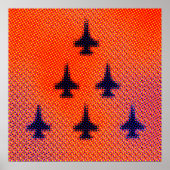 Bildung von F16s in Orange. Pop Art Poster (Vorne)