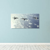 Bildung von F-22-Raptoren auf drei Schiffen Leinwanddruck (Insitu (Holzboden))