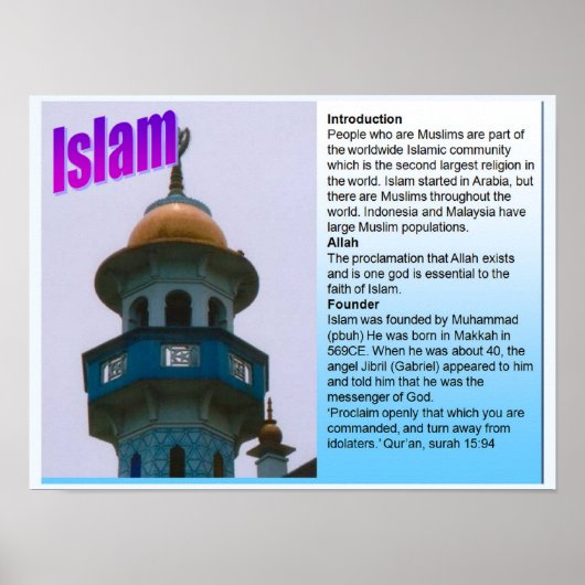Bildung, Weltreligionen, Islamische Faktendatei Poster (Vorne)