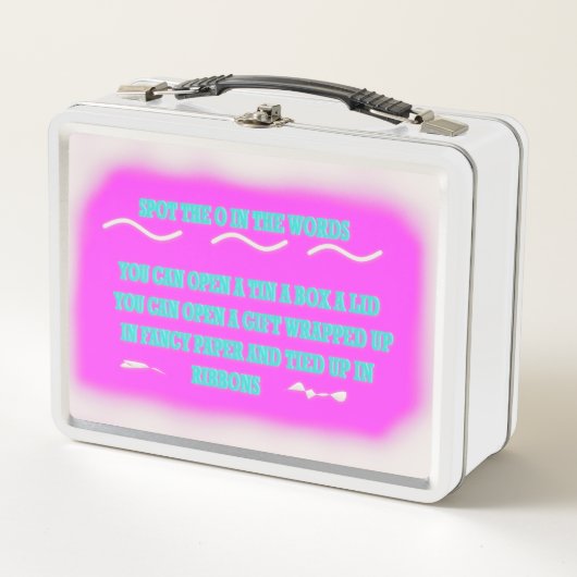 BILDUNG WÖRTER DESIGN PINK METALL BROTDOSE (Vorderseite)