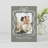 Bildungs-Foto zum grünen Bow Feiertagskarte (Stehend Vorderseite)