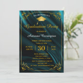 Bildungspartei Sparkle Aquamarin Satin Blühte Rahm Einladung (Stehend Vorderseite)