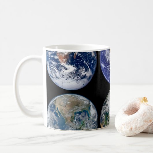 Bildvergleich der ikonischen Ansichten des Planete Kaffeetasse (Mit Donut)