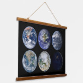 Bildvergleich der ikonischen Ansichten des Planete Wandteppich Mit Holzrahmen (Gewinkelt)