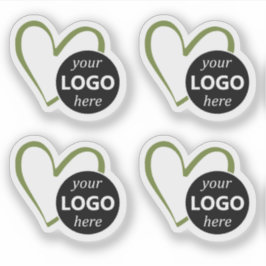 Bildvorlage für einfache grün-herzförmige Logos Aufkleber