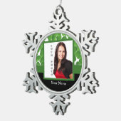 Bildvorlage für grünes Kleeblatt Schneeflocken Zinn-Ornament (Rechts)