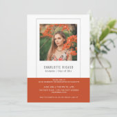 Bildvorlage Personalisiert Orange White Einladung (Stehend Vorderseite)