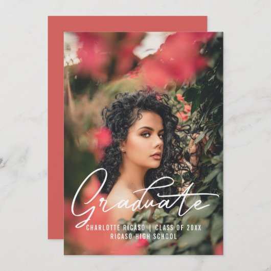 Bildvorlage Personalisiert rosa Einladung (Vorne/Hinten)