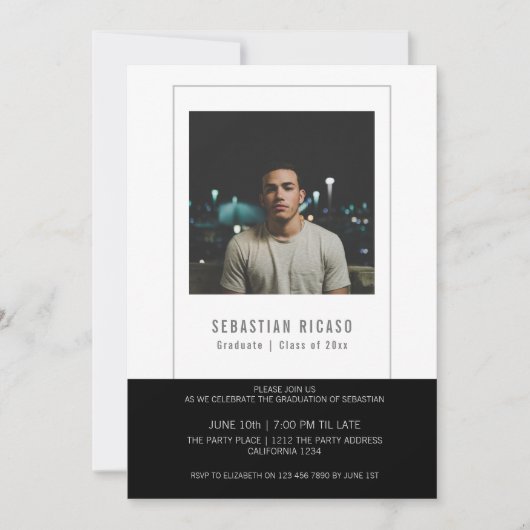 Bildvorlage Personalisiert Schwarz-weiß Einladung (Vorderseite)