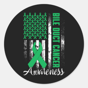 Bile Duct Cancer Awareness Kelly Green Ribbon US F Runder Aufkleber