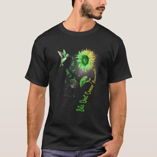 Bile Duct Cancer Sunflower Hummingbird T-Shirt (Vorderseite)