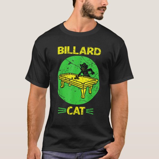 Biliard Snooker Pool Funny Billard Cat T-Shirt (Vorderseite)