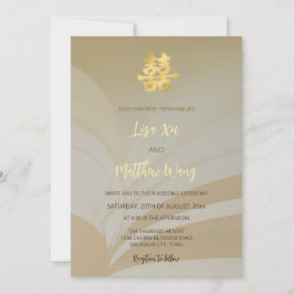 BILINGUAL Abstrakt Art Beige Chinesische Hochzeit Einladung