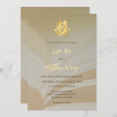 BILINGUAL Abstrakt Art Beige Chinesische Hochzeit Einladung (Vorne/Hinten)