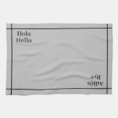 Bilingual Black&Gray Hola-Hello, Spanisch-Englisch Geschirrtuch (Horizontal)