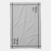 Bilingual Black&Gray Hola-Hello, Spanisch-Englisch Geschirrtuch (Vertikal)