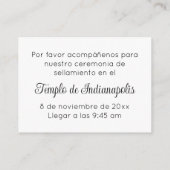 Bilingual Black Script Temple Sealing Invitation Begleitkarte (Rückseite)