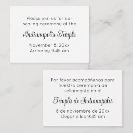 Bilingual Black Script Temple Sealing Invitation Begleitkarte