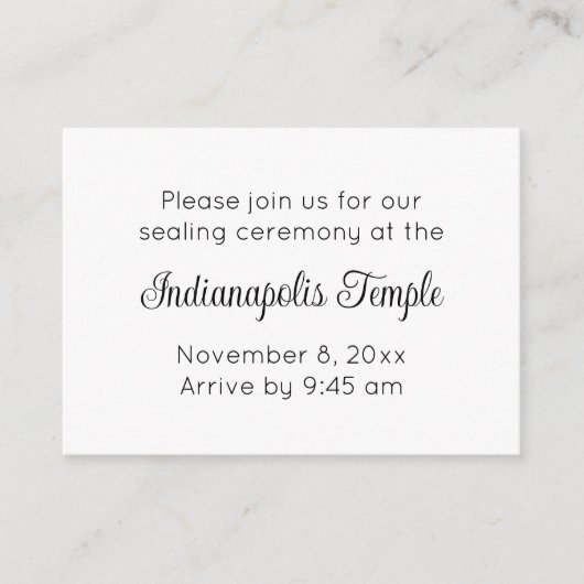 Bilingual Black Script Temple Sealing Invitation Begleitkarte (Vorderseite)