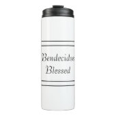 Bilingual Black & White Spanish Bendecido gesegnet Thermosbecher (Vorderseite)