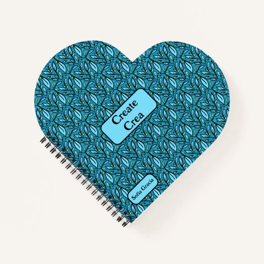 Bilingual Blue Blätter Crea Spanish Spiral Notizblock (Vorderseite)