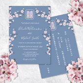 BILINGUAL Blue Cherry Blossom | Chinesische Hochze Einladung