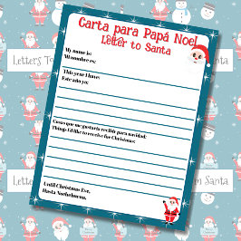 Bilingual Blue Editable Letter to Santa Spanish