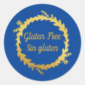 Bilingual Blue Golden Gluten Free - Sin Gluten Runder Aufkleber (Vorderseite)